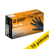 Offre : 10x HY@PRO Q Grip Tyre gants en nitrile sans poudre M (24 cm, 50 pièces) - noir