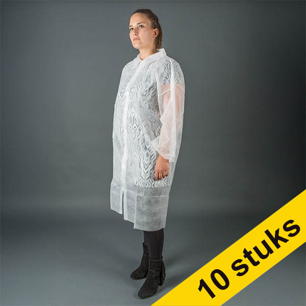 Offre : 10x HY@PRO blouse non tissée avec fermeture à scratch XXL (1 pièce) - blanc SHY00710 - 1