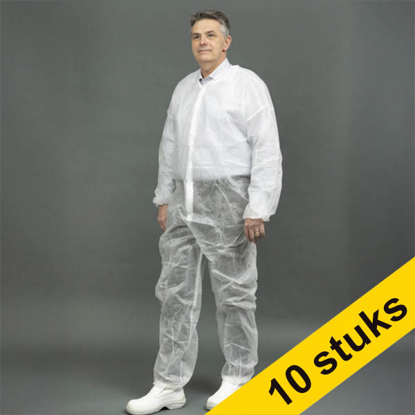 Offre : 10x HY@PRO combinaison non tissée sans capuche XL (1 pièce) - blanc SHY00754 - 1