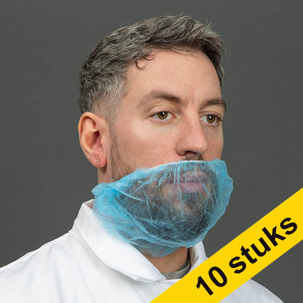 Offre : 10x HY@PRO couvre-barbe non tissé avec clip/élastique (45 cm, 100 pièces) - bleu SHY00481 - 1