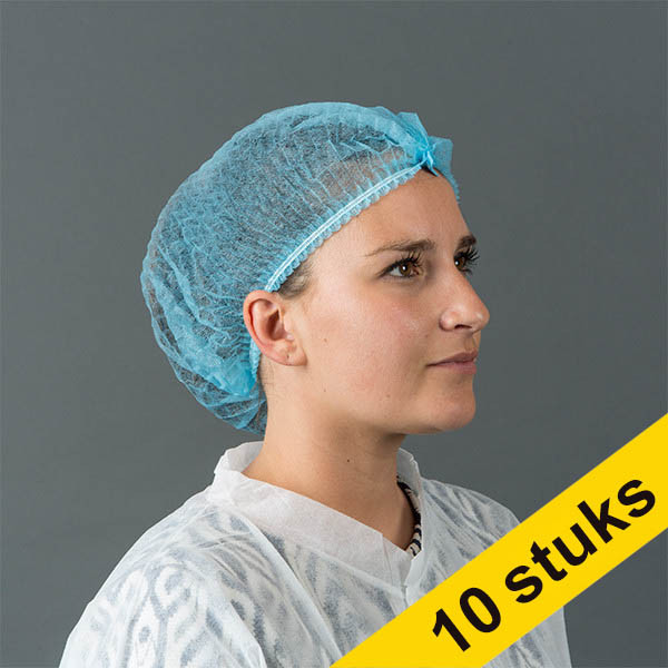 Offre : 10x HY@PRO filets à cheveux non tissés avec clip et 2 élastiques (100 pièces - 53,5 cm) - bleu SHY00377 - 1
