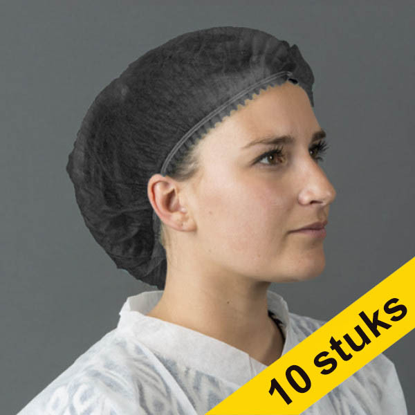 Offre : 10x HY@PRO filets à cheveux non tissés avec clip et 2 élastiques (100 pièces - 53,5 cm) - noir SHY00413 - 1