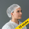 Offre : 10x HY@PRO filets à cheveux non tissés détectables avec clip et 2 élastiques (100 pièces - 53,5 cm) - blanc SHY00367 - 1