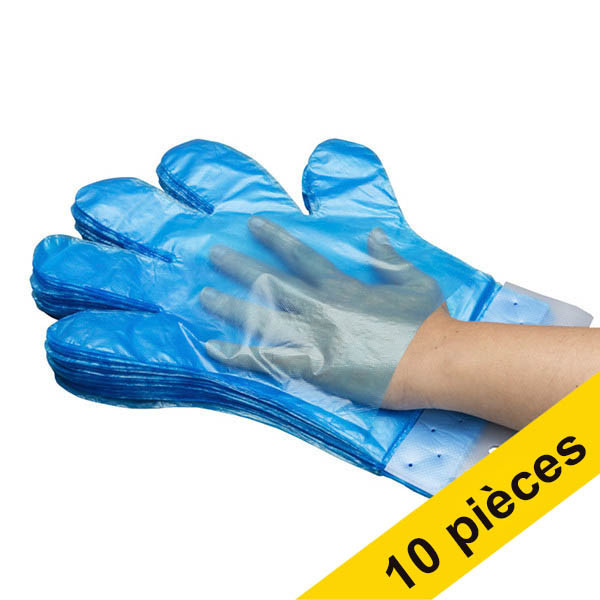 Offre : 10x HY@PRO gants détachables en PEHD taille L (1,10 gramme, 26 cm, 100 pièces) - bleu transparent SHY00283 - 1