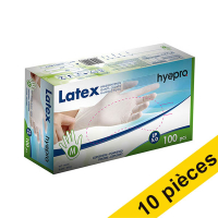 Offre : 10x HY@PRO gants en latex poudrés M (5 grammes, 24 cm, 100 pièces) - blanc