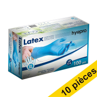 Offre : 10x HY@PRO gants en latex poudrés XL (5,4 grammes, 24 cm, 100 pièces) - bleu