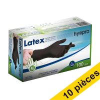 Offre : 10x HY@PRO gants en latex sans poudre M (5,8 grammes, 24 cm, 100 pièces) - noir