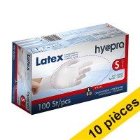 Offre : 10x HY@PRO gants en latex sans poudre S (5 grammes, 24 cm, 100 pièces) - blanc