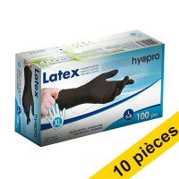 Offre : 10x HY@PRO gants en latex sans poudre XL (5,8 grammes, 24 cm, 100 pièces) - noir