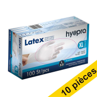 Offre : 10x HY@PRO gants en latex sans poudre XL (5 grammes, 24 cm, 100 pièces) - blanc