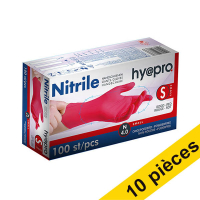 Offre : 10x HY@PRO gants en nitrile sans poudre S (4 grammes, 24 cm, 100 pièces) - rouge