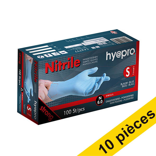Offre : 10x HY@PRO gants en nitrile sans poudre S (6 grammes, 24 cm, 100 pièces) - bleu SHY00129 - 1