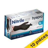 Offre : 10x HY@PRO gants en nitrile sans poudre XL (3,5 grammes, 24 cm, 100 pièces) - noir