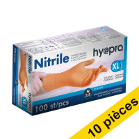 Offre : 10x HY@PRO gants en nitrile sans poudre XL (3,5 grammes, 24 cm, 100 pièces) - orange