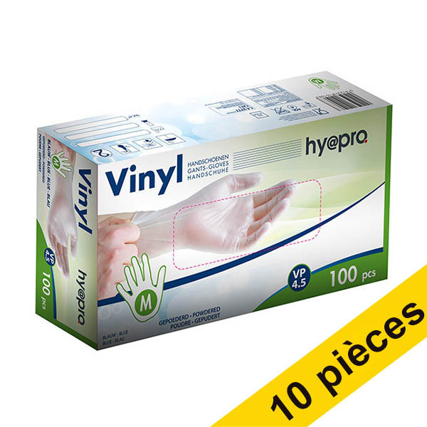 Offre : 10x HY@PRO gants en vinyle poudrés M (4,5 grammes, 24 cm, 100 pièces) - blanc SHY00231 - 1