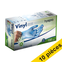 Offre : 10x HY@PRO gants en vinyle poudrés M (4,5 grammes, 24 cm, 100 pièces) - bleu