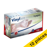 Offre : 10x HY@PRO gants en vinyle poudrés S (4,5 grammes, 24 cm, 100 pièces) - blanc