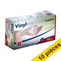 Offre : 10x HY@PRO gants en vinyle sans poudre S (5 grammes, 24 cm, 100 pièces) - blanc