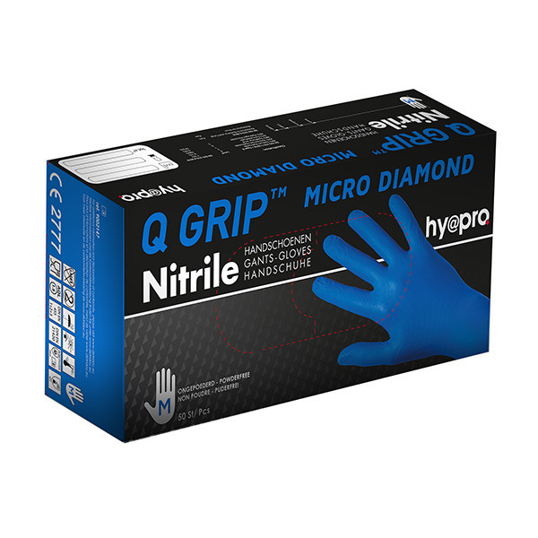 HY@PRO Q Grip Micro Diamond gants en nitrile sans poudre M (29 cm, 50 pièces) - bleu SHY00178 - 1