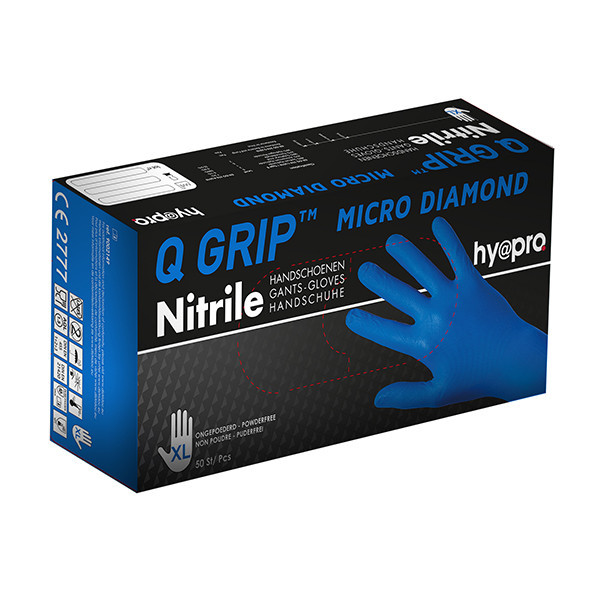 HY@PRO Q Grip Micro Diamond gants en nitrile sans poudre XL (29 cm, 50 pièces) - bleu SHY00182 - 1