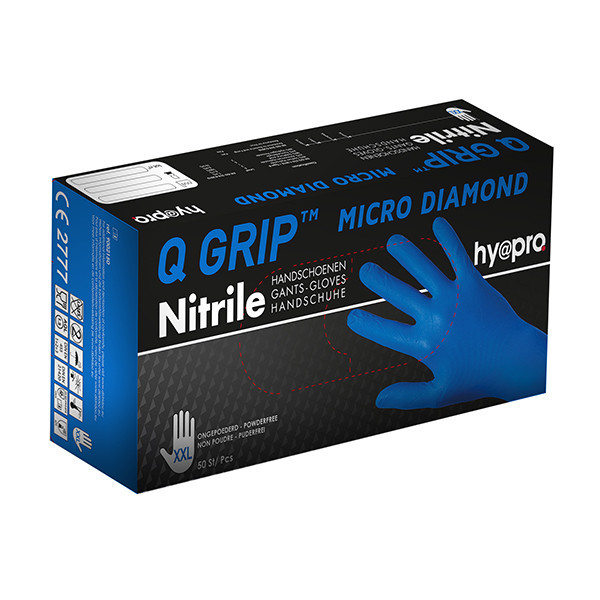 HY@PRO Q Grip Micro Diamond gants en nitrile sans poudre XXL (29 cm, 50 pièces) - bleu SHY00184 - 1