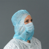 HY@PRO casquette de protection non tissée avec masque buccal 2 couches (50 pièces) - bleu SHY00452 - 1