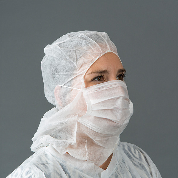 HY@PRO casquette de protection non tissée avec masque buccal 3 couches (50 pièces) - blanc SHY00450 - 1