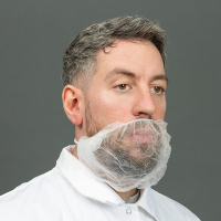 HY@PRO couvre-barbe non tissé avec 2 élastiques d'oreille (45 cm, 100 pièces) - blanc SHY00476