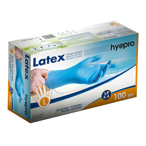 HY@PRO gants en latex poudrés L (5,4 grammes, 24 cm, 100 pièces) - bleu SHY00200 - 1