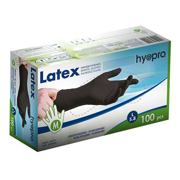 HY@PRO gants en latex sans poudre M (5,8 grammes, 24 cm, 100 pièces) - noir SHY00214 - 1