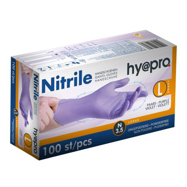 HY@PRO gants en nitrile sans poudre L (3,5 grammes, 24 cm, 100 pièces) - violet SHY00098 - 1