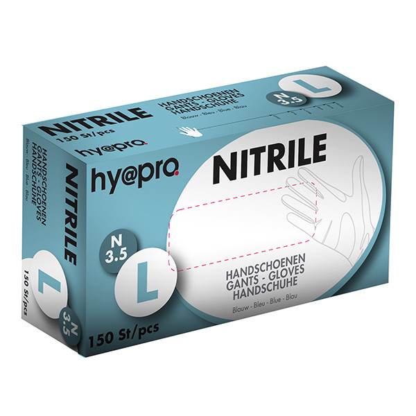 HY@PRO gants en nitrile sans poudre L (3,5 grammes, 24 cm, 150 pièces) - bleu SHY00006 - 1