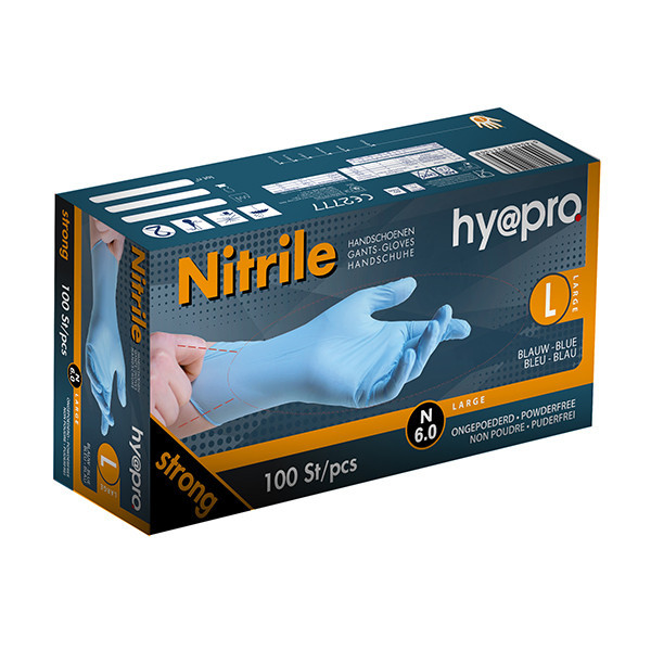 HY@PRO gants en nitrile sans poudre L (6 grammes, 24 cm, 100 pièces) - bleu SHY00132 - 1