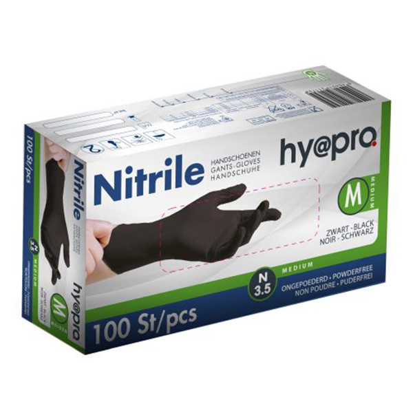 HY@PRO gants en nitrile sans poudre M (3,5 grammes, 24 cm, 100 pièces) - noir SHY00066 - 1