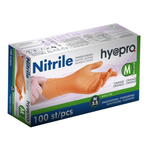 HY@PRO gants en nitrile sans poudre M (3,5 grammes, 24 cm, 100 pièces) - orange SHY00104 - 1