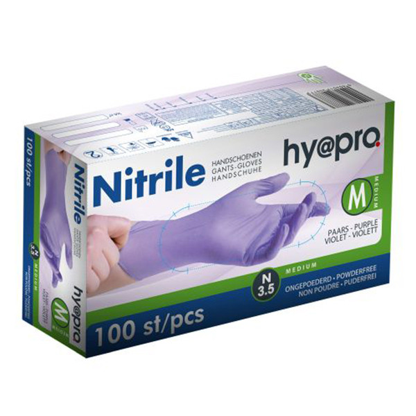 HY@PRO gants en nitrile sans poudre M (3,5 grammes, 24 cm, 100 pièces) - violet SHY00096 - 1