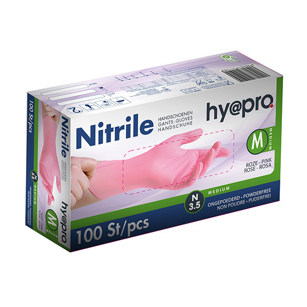 HY@PRO gants en nitrile sans poudre M (3,8 grammes, 24 cm, 100 pièces) - rose SHY00088 - 1