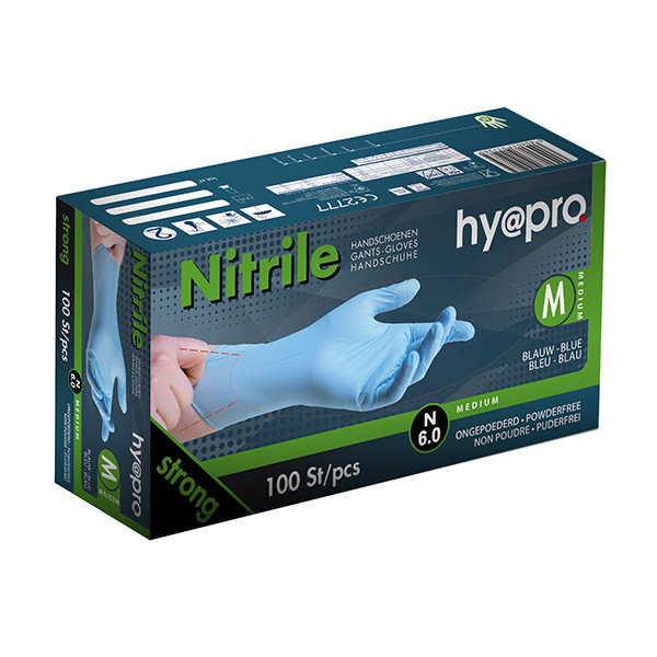 HY@PRO gants en nitrile sans poudre M (6 grammes, 24 cm, 100 pièces) - bleu SHY00130 - 1