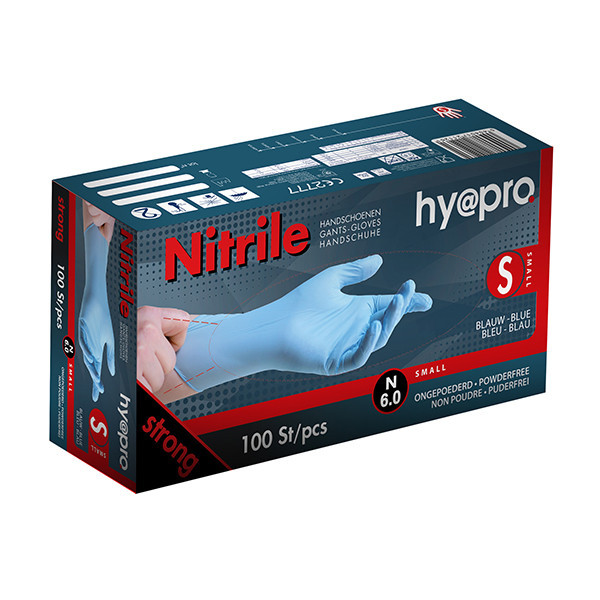 HY@PRO gants en nitrile sans poudre S (6 grammes, 24 cm, 100 pièces) - bleu SHY00128 - 1