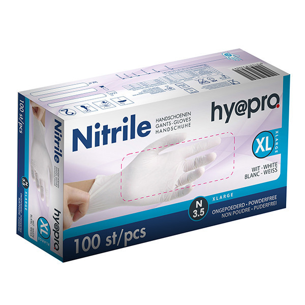 HY@PRO gants en nitrile sans poudre XL (3,5 grammes, 24 cm, 100 pièces) - blanc SHY00062 - 1