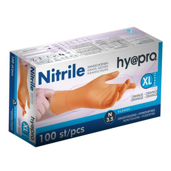 HY@PRO gants en nitrile sans poudre XL (3,5 grammes, 24 cm, 100 pièces) - orange SHY00108 - 1