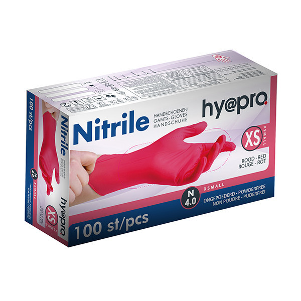 HY@PRO gants en nitrile sans poudre XS (4 grammes, 24 cm, 100 pièces) - rouge SHY00110 - 1