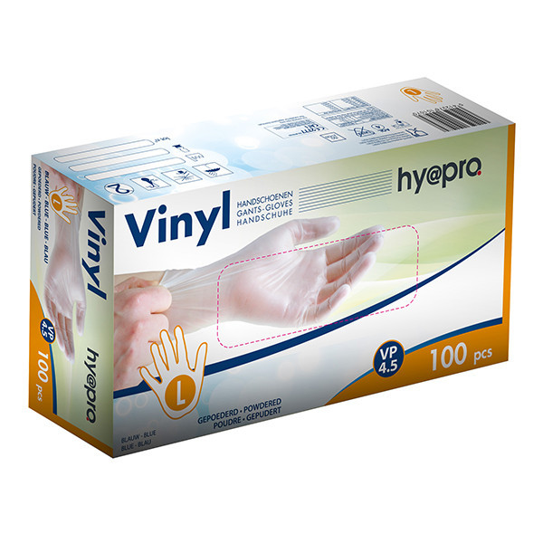 HY@PRO gants en vinyle poudrés L (4,5 grammes, 24 cm, 100 pièces) - blanc SHY00232 - 1