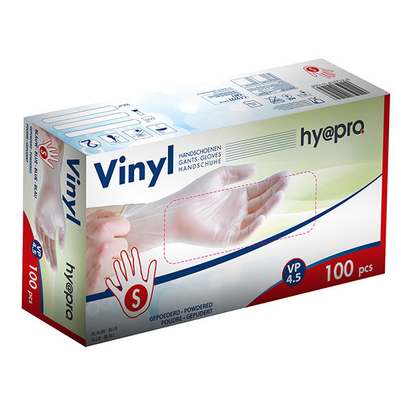 HY@PRO gants en vinyle poudrés S (4,5 grammes, 24 cm, 100 pièces) - blanc SHY00228 - 1