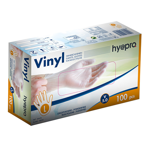 HY@PRO gants en vinyle sans poudre L (5 grammes, 24 cm, 100 pièces) - blanc SHY00248 - 1
