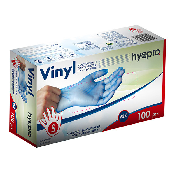 HY@PRO gants en vinyle sans poudre S (5 grammes, 24 cm, 100 pièces) - bleu SHY00252 - 1