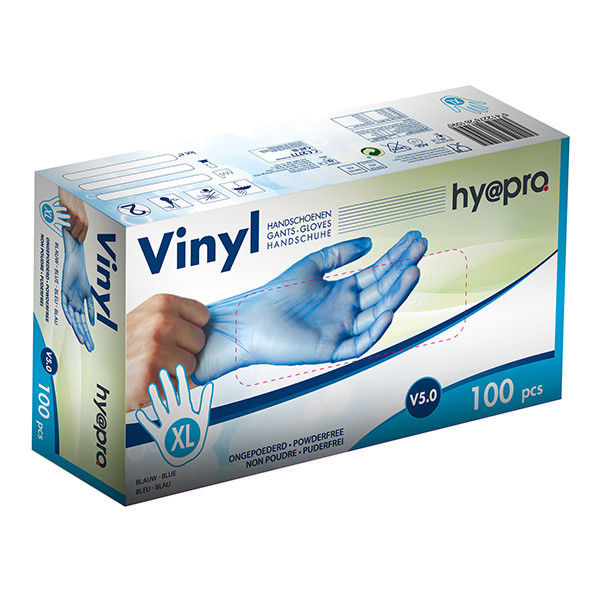 HY@PRO gants en vinyle sans poudre XL (5 grammes, 24 cm, 100 pièces) - bleu SHY00258 - 1