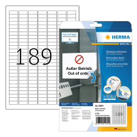 Herma 10001 étiquettes amovibles A4 25,4 x 10 mm (4725 étiquettes) - blanc 238663