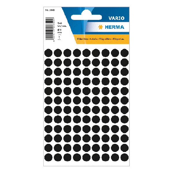 Herma 1849 pastilles de marquage Ø 8 mm (540 étiquettes) - noir 230422 - 1