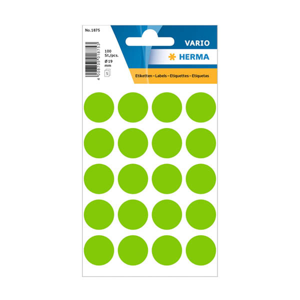 Herma 1875 pastilles de marquage Ø 19 mm (100 étiquettes) - vert 230995 - 1